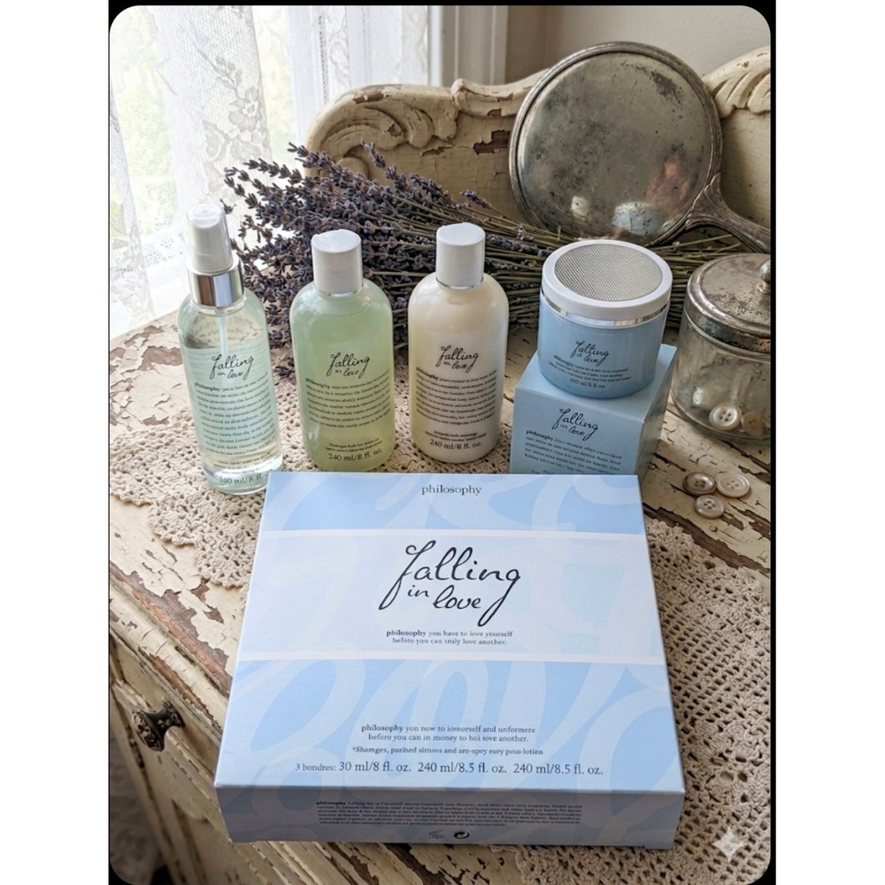 NIB Philosophy Falling in Love 5pc Set: Perfume Body Oil Emulsion Gel